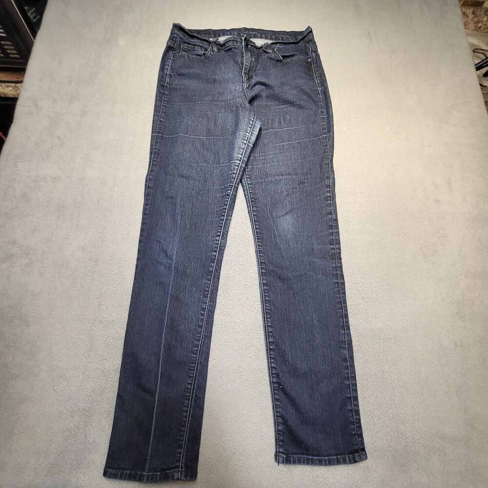 Calvin Klein Jeans Womens 10? Blue Slim Straight Distressed Stretch Denim